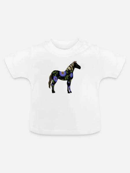 Pferd - Baby Bio-T-Shirt mit Rundhals - Weiß