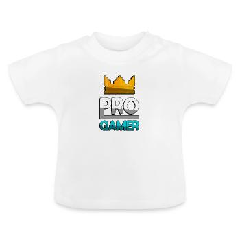 PRO GAMER (Türkis) + King Crown - Gaming - Baby Bio-T-Shirt mit Rundhals - Weiß - Vorne