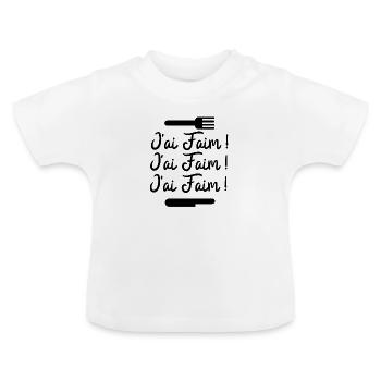 j'ai faim ! - T-shirt bio col rond Bébé - blanc - Devant