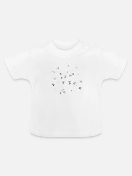 Blumenmuster - Baby Bio-T-Shirt mit Rundhals - Weiß