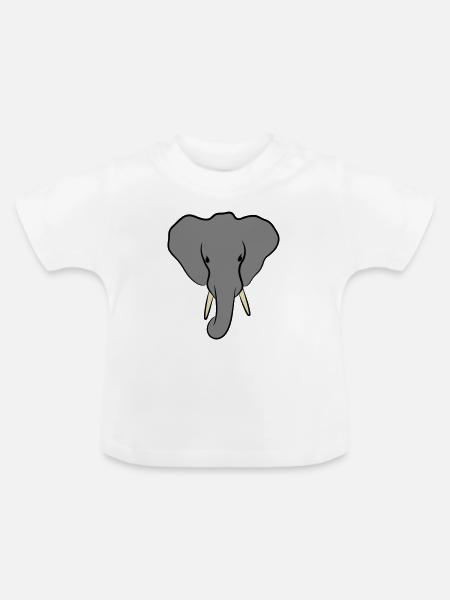 Elefantenkopf Minimalistisch - Baby Bio-T-Shirt mit Rundhals - Weiß