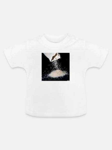 a bag of rice falling - Baby Bio-T-Shirt mit Rundhals - Weiß
