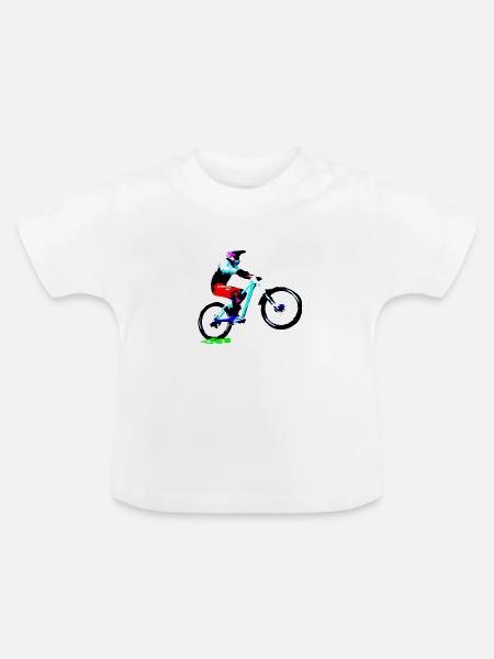 MTB bergab - Baby Bio-T-Shirt mit Rundhals - Weiß