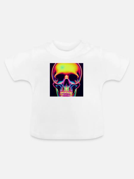Disco-schädel - Baby Bio-T-Shirt mit Rundhals - Weiß