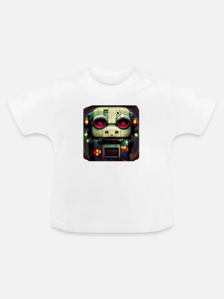 Virtueller Roboter - Baby Bio-T-Shirt mit Rundhals - Weiß