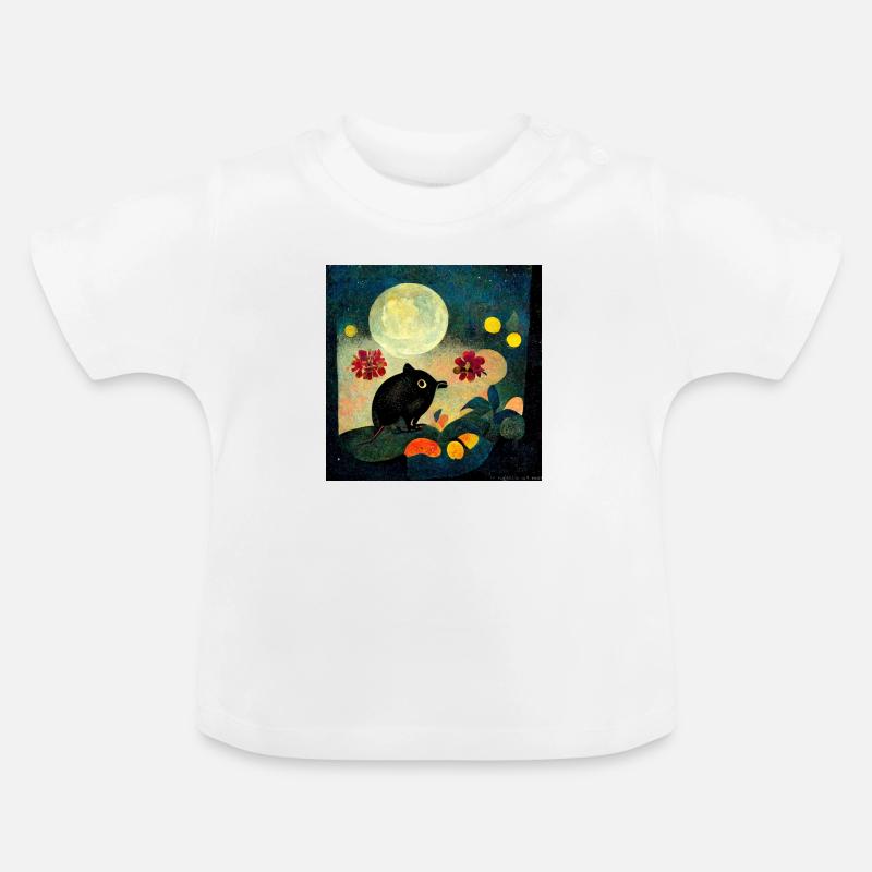 Taupe dans la forêt au clair de lune - T-shirt bio col rond Bébé - blanc