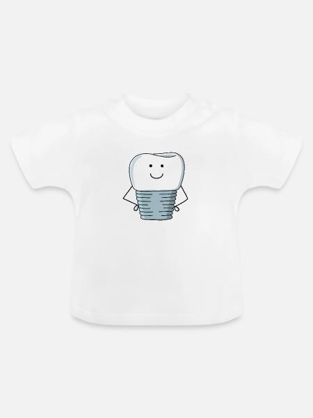Implantatkrone - Baby Bio-T-Shirt mit Rundhals - Weiß