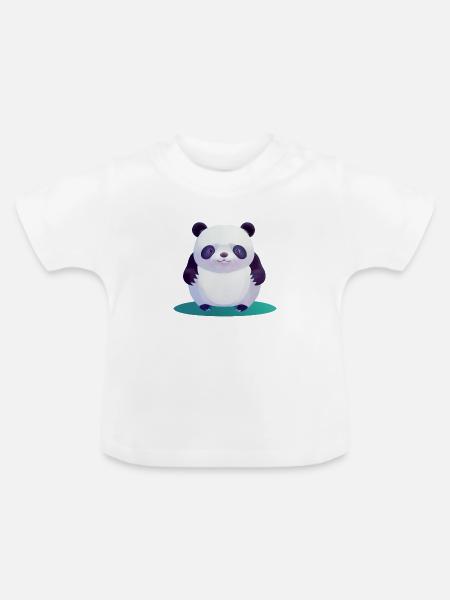 Baby Panda - Baby Bio-T-Shirt mit Rundhals - Weiß
