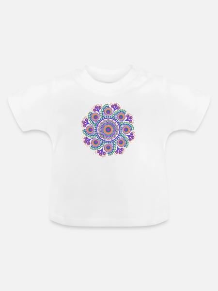 Rainbow Dot Mandala - Baby Bio-T-Shirt mit Rundhals - Weiß