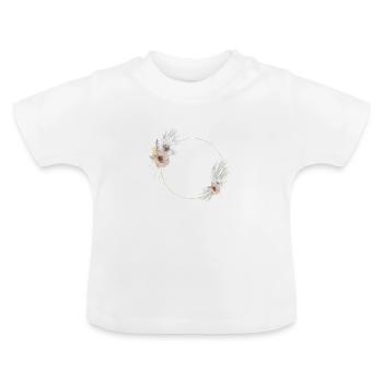 Boho Blush Modern Floral Wreath - Baby Organic T-Shirt with Round Neck - white - Front