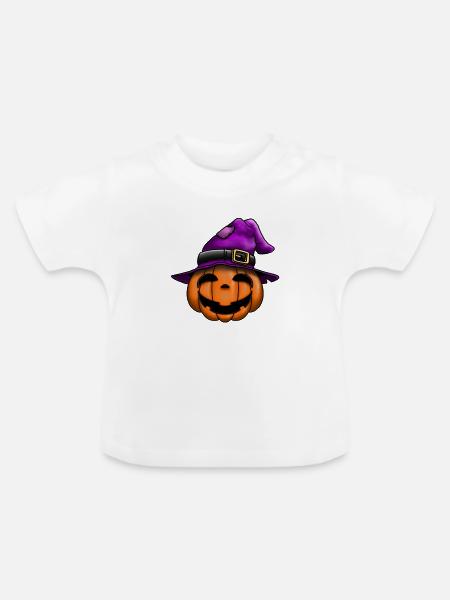 Kürbis Hexenhut - Baby Bio-T-Shirt mit Rundhals - Weiß