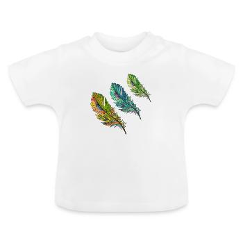 Feder - Baby Bio-T-Shirt mit Rundhals - Weiß - Vorne