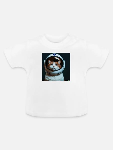 Astronautenkatze - Baby Bio-T-Shirt mit Rundhals - Weiß