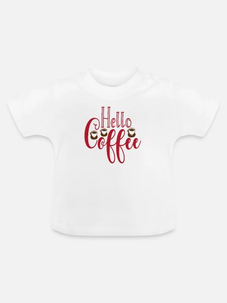 Hello Coffee - Baby Bio-T-Shirt mit Rundhals - Weiß