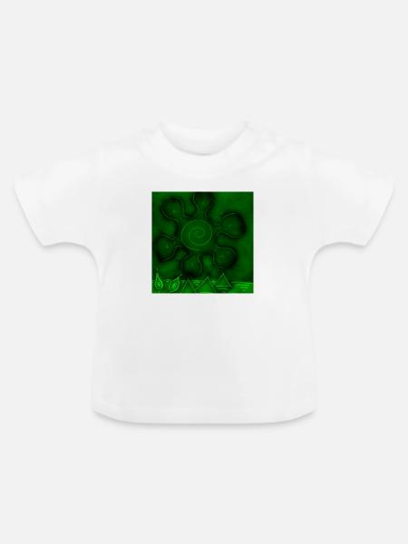 SONNE AUF GRÜNEN PYRAMIDEN - Baby Bio-T-Shirt mit Rundhals - Weiß