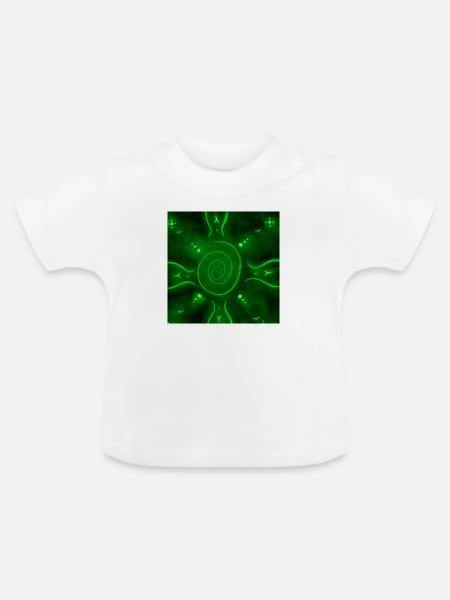 SONNIGES GRÜNES MANDALA - Baby Bio-T-Shirt mit Rundhals - Weiß
