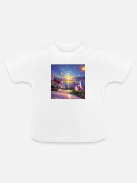 Charmantes Dorf1 - Baby Bio-T-Shirt mit Rundhals - Weiß