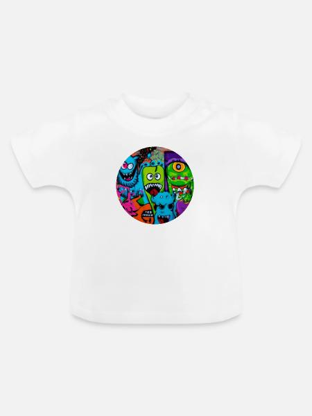 Graffiti Monster - Baby Bio-T-Shirt mit Rundhals - Weiß