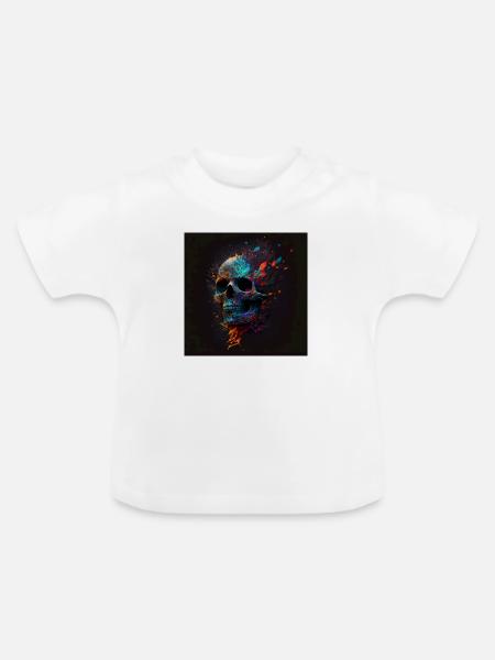 Abstract Skull n°9 - Baby Bio-T-Shirt mit Rundhals - Weiß