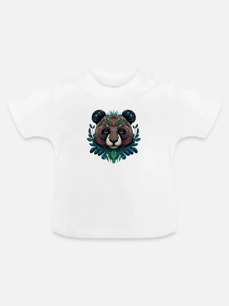 Pandalas süßer Panda - Baby Bio-T-Shirt mit Rundhals - Weiß