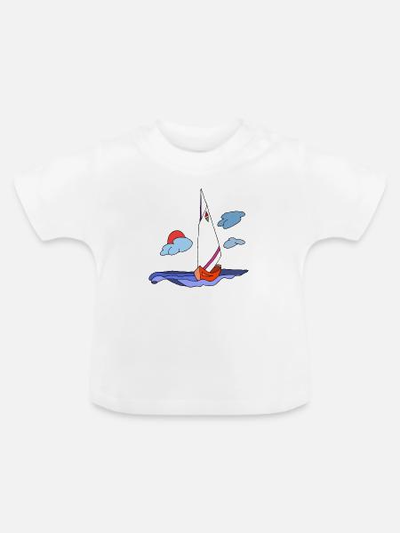Segelboot - Baby Bio-T-Shirt mit Rundhals - Weiß