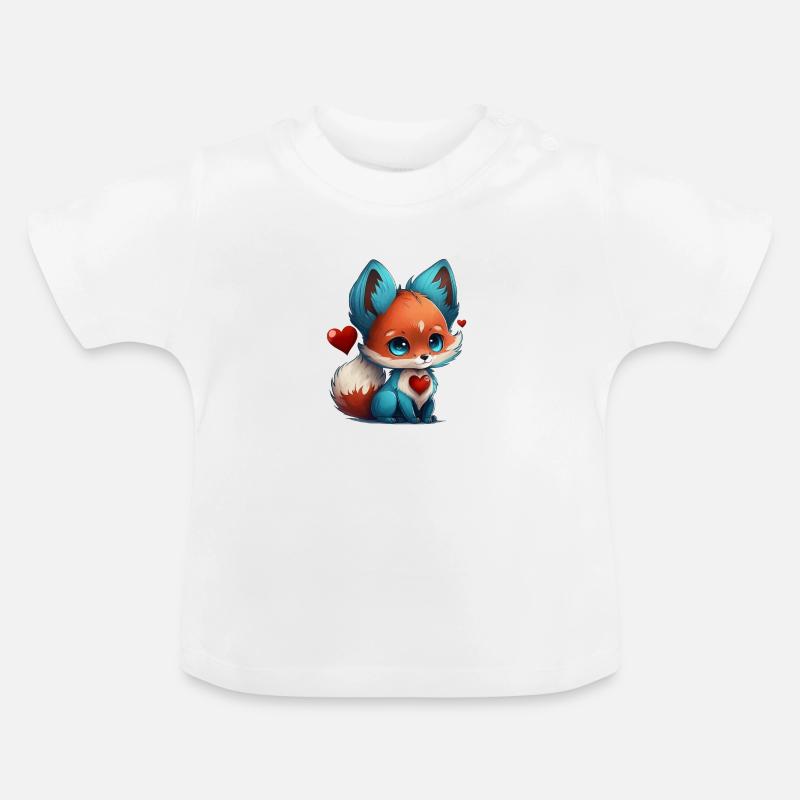 Bébé renard bleu petit mais sauvage - T-shirt bio col rond Bébé - blanc