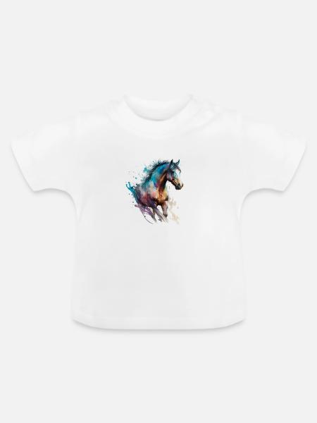 Feuriges Pferd Nr. 5 - Baby Bio-T-Shirt mit Rundhals - Weiß