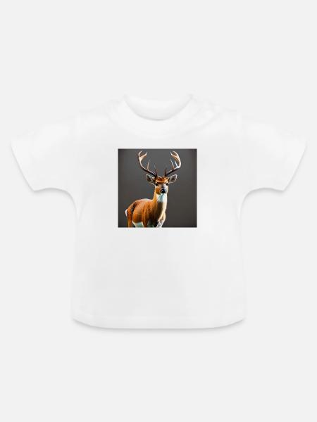 Neugieriger Hirsch - Baby Bio-T-Shirt mit Rundhals - Weiß
