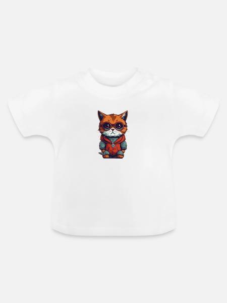 cool cat - Baby Bio-T-Shirt mit Rundhals - Weiß