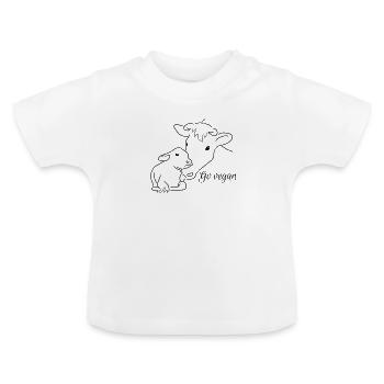 Go vegan-Mutterliebe Kuh 2.0 - Baby Bio-T-Shirt mit Rundhals - Weiß - Vorne