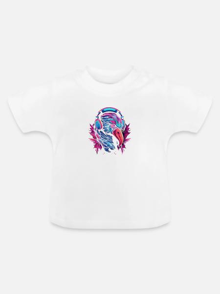 Flamingo Fusion - Baby Bio-T-Shirt mit Rundhals - Weiß