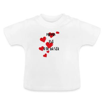 Muttertag - Mama ist die Beste Herzen - Baby Bio-T-Shirt mit Rundhals - Weiß - Vorne