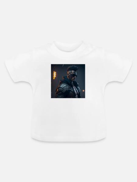 Future Cyberpunkt Warrior - Baby Bio-T-Shirt mit Rundhals - Weiß
