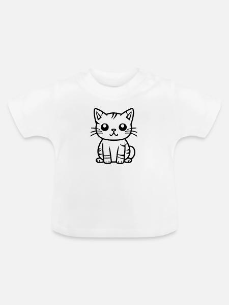 Katze Katzen Kätzchen Katzendame - Baby Bio-T-Shirt mit Rundhals - Weiß