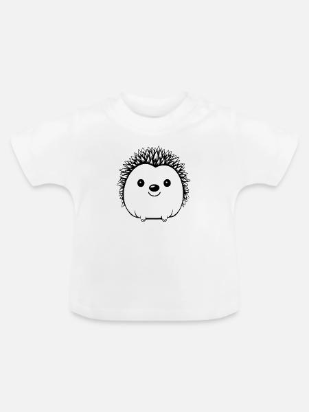Igel Wald Stachelig Tier - Baby Bio-T-Shirt mit Rundhals - Weiß