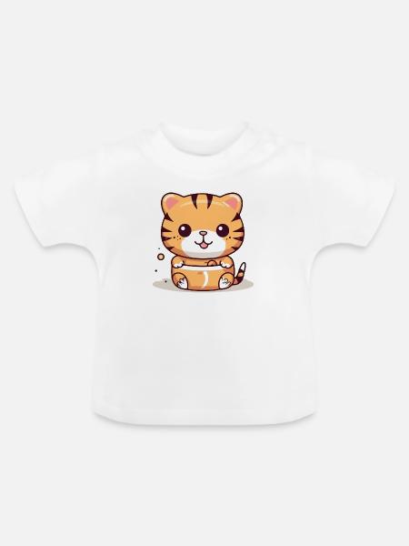 Mako der Tiger - Baby Bio-T-Shirt mit Rundhals - Weiß
