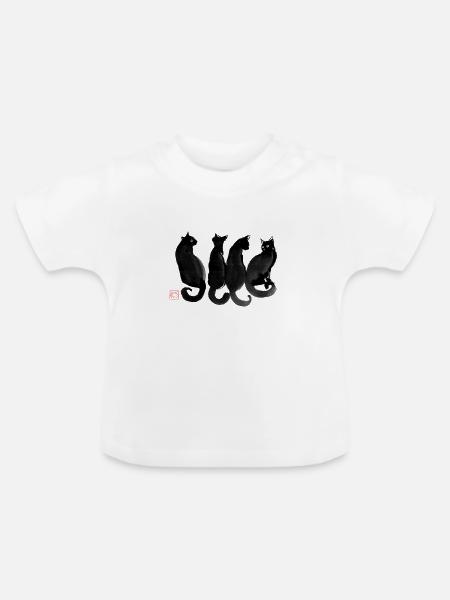 4 Katzen - Baby Bio-T-Shirt mit Rundhals - Weiß
