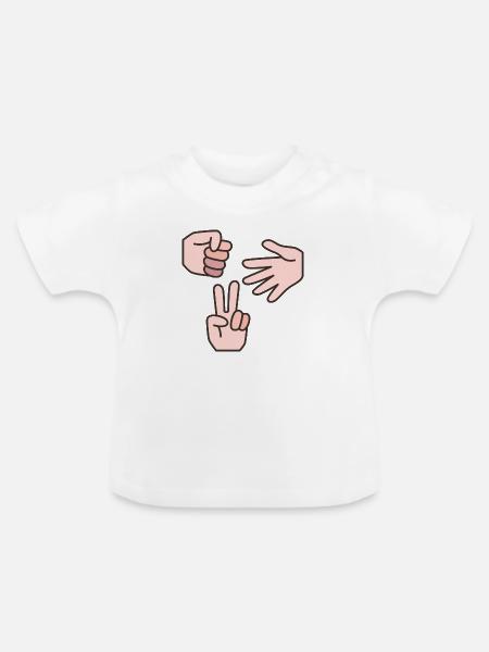 Schere Stein Papier - Baby Bio-T-Shirt mit Rundhals - Weiß