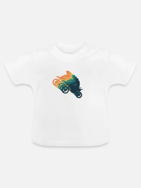 Retro-Motorrad - Baby Bio-T-Shirt mit Rundhals - Weiß