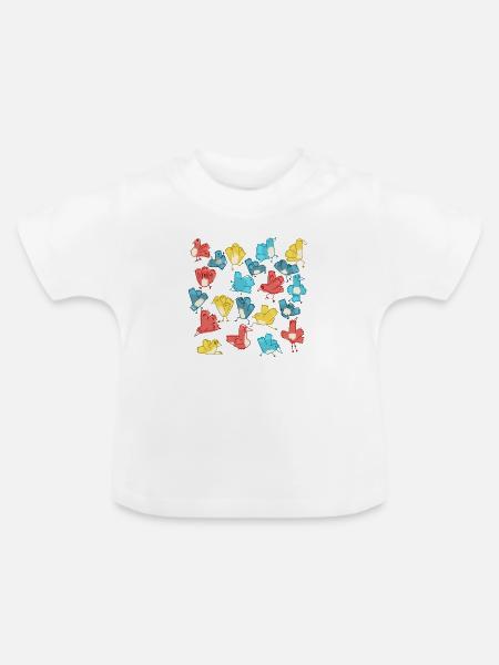 Vögel - Baby Bio-T-Shirt mit Rundhals - Weiß