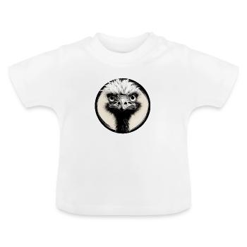 Black and White Ostrich - Baby Organic T-Shirt with Round Neck - white - Front