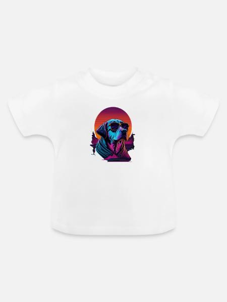 Labrador trägt Sonnenbrille - Baby Bio-T-Shirt mit Rundhals - Weiß