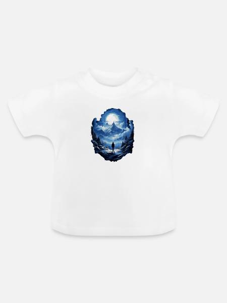 Berggipfel im Mondschein - Baby Bio-T-Shirt mit Rundhals - Weiß