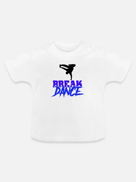 break dance - Baby Bio-T-Shirt mit Rundhals - Weiß