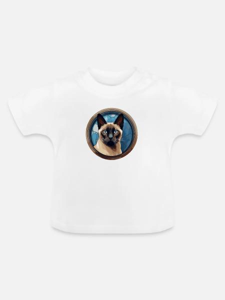 Siamkatze - Baby Bio-T-Shirt mit Rundhals - Weiß