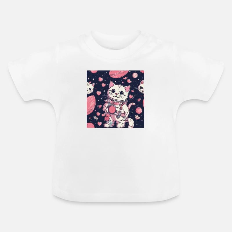 Chat dans l’espace Vol.9 - T-shirt bio col rond Bébé - blanc