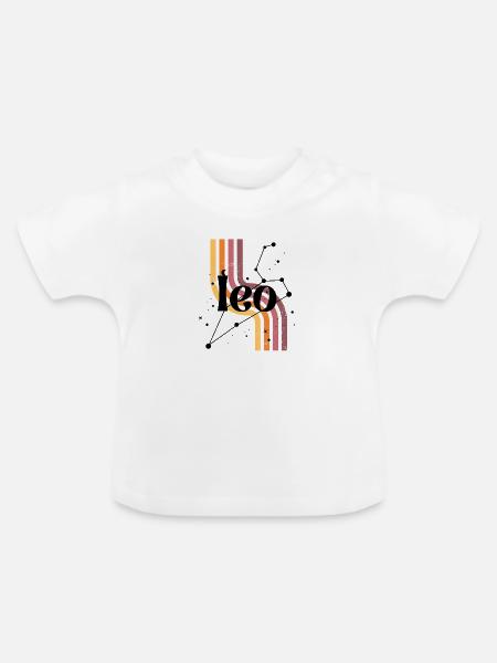 Löwe-Retro-Horoskop - Baby Bio-T-Shirt mit Rundhals - Weiß