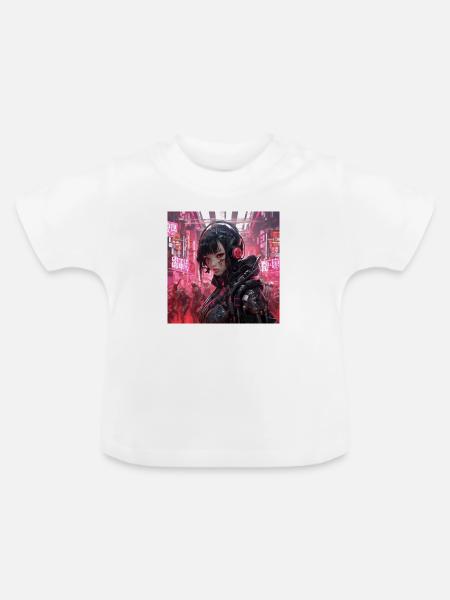 Cyber Punk - Baby Bio-T-Shirt mit Rundhals - Weiß