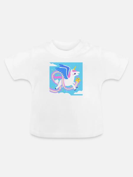 Fliegendes Einhorn - Baby Bio-T-Shirt mit Rundhals - Weiß