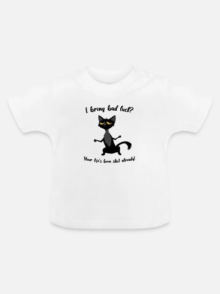 I bring bad luck - Baby Bio-T-Shirt mit Rundhals - Weiß